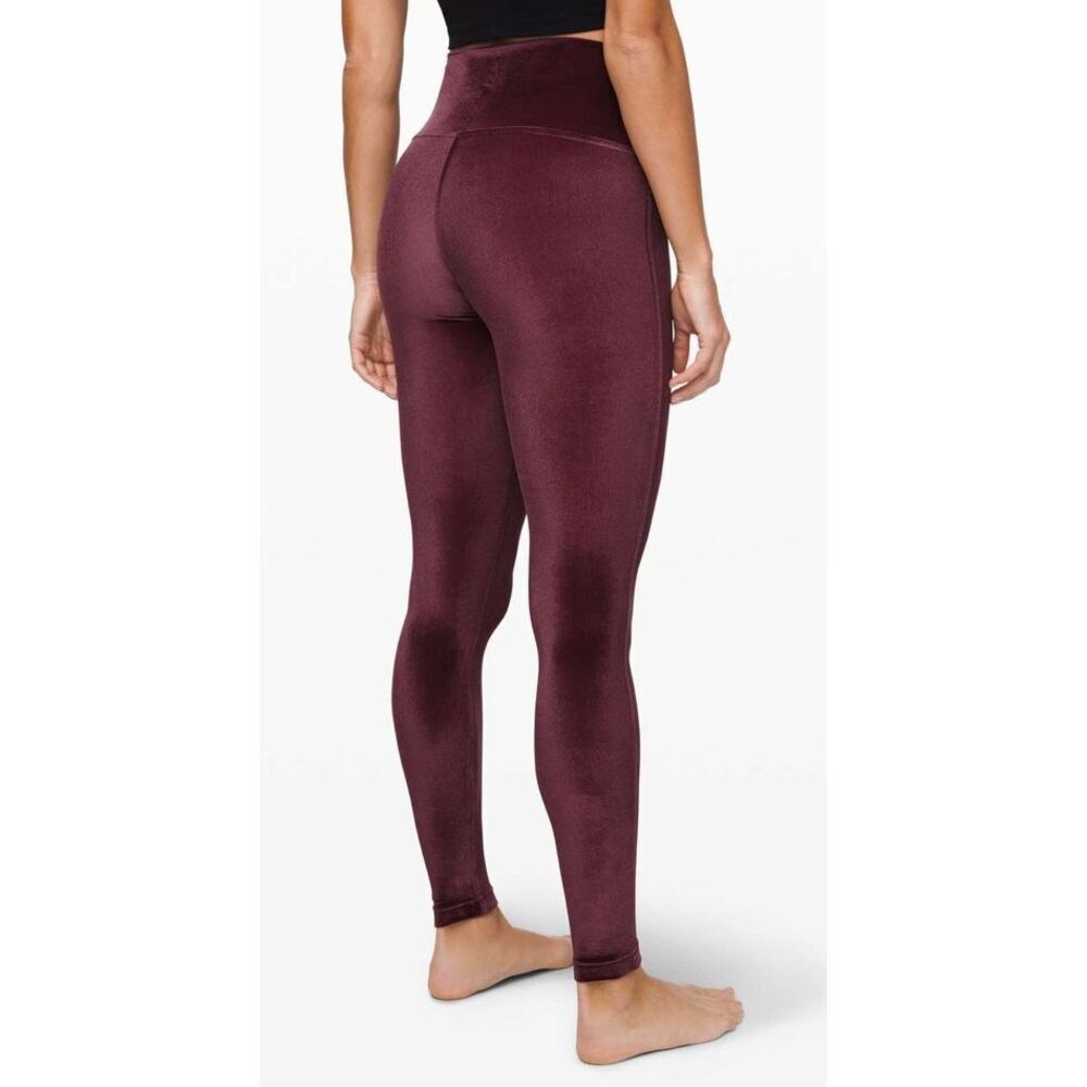 NEW Lululemon Wunder High-Rise  Crushed Velvet Garnet LEGGINGS 28” sz 6